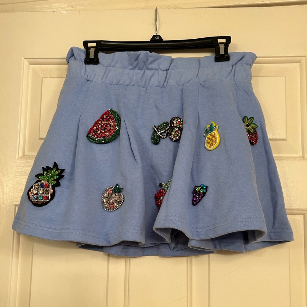 Queen of Sparkles Blue Embellished Skorts